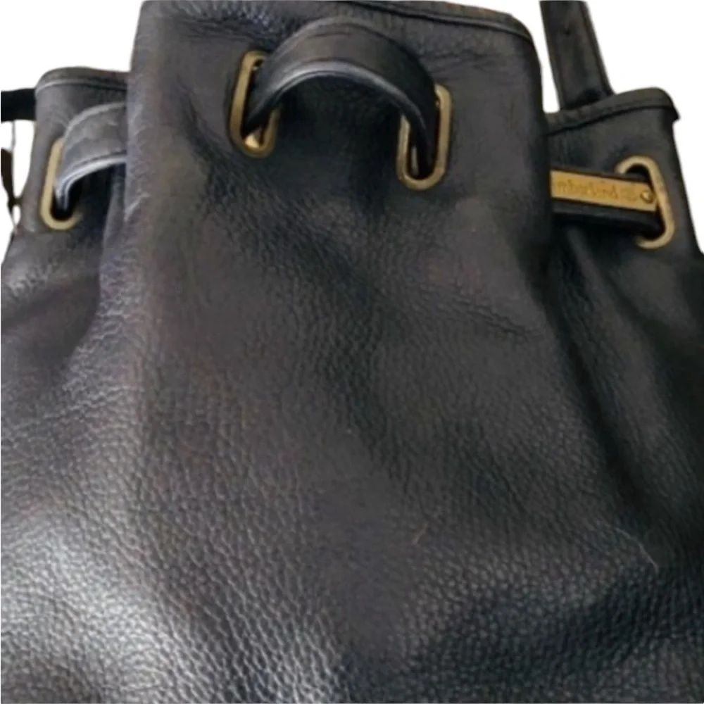 Timberland black genuine leather backpack / handbag brass hardware